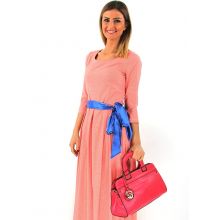 Kare Bağlantılı Kısa Sap Pembe Çanta